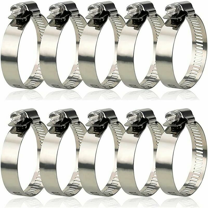 304 Edelstahl-schlauchklemmen, Verstellbare Metall-schlauchschellen Mit Durchmesser Von 27 Bis 51 Mm, Schlauchschellen Für Schwimmbäder Zur Befestigung Von Rohren, 10 Stück