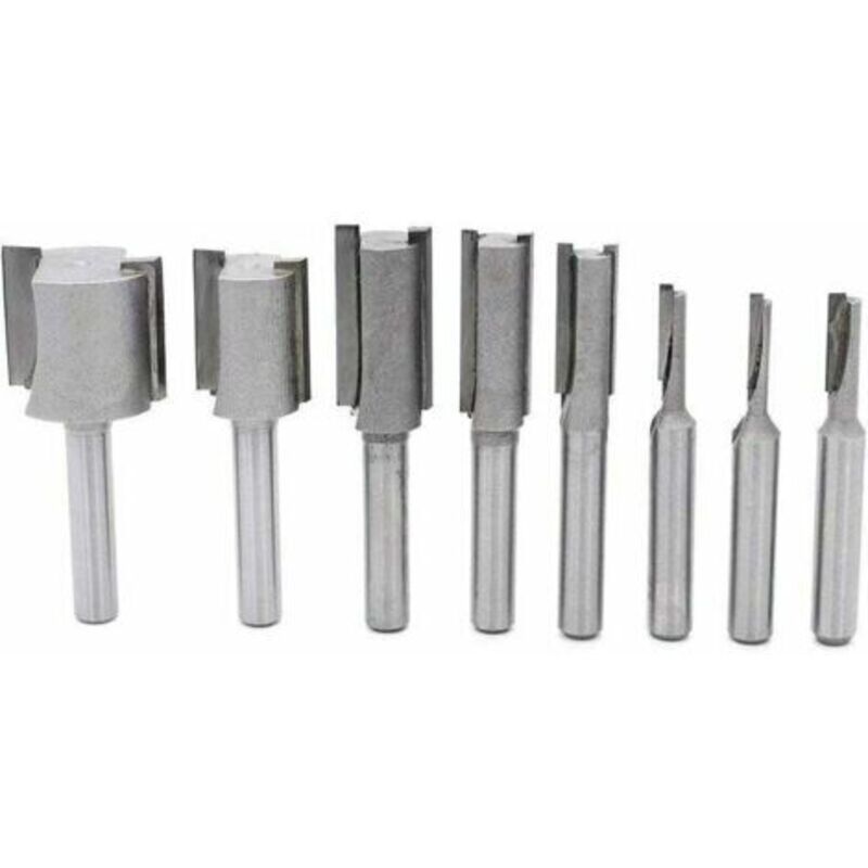 8-teiliges Fräser-set Für Oberfräse Und Kantenfräse, 1/4" Schaft, Gerade/nut-fräser, Gerade Nutfräser-set, Holzfräser, Oberfräser Mit Geradem Schnitt, Bündig Schneidendes Muster-fräser