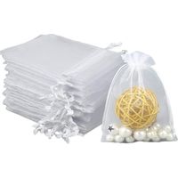 100er Pack Weiße Organzabeutel - 9 X 12 Cm - Für Schmuck, Hochzeit, Süßigkeiten, Festival, Party Und Hochzeit - Mit Satinband
