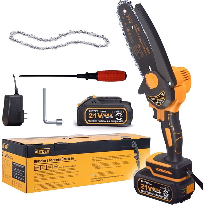 Kabellose Kettensäge, Mini-kettensäge, Akku-kettensäge, Elektrische Kettensäge Mit 21-v-akku Für Bäume, Äste, Beschneiden Und Holzschnitt.