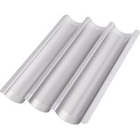 Antihaft-baguette-backform Für Den Ofen - 38,5 Cm X 28,5 Cm X 3,5 Cm - Perforiertes Backblech Zum Backen Von 3 Baguettes - Einfach Zu Verwenden Und Zu Reinigen