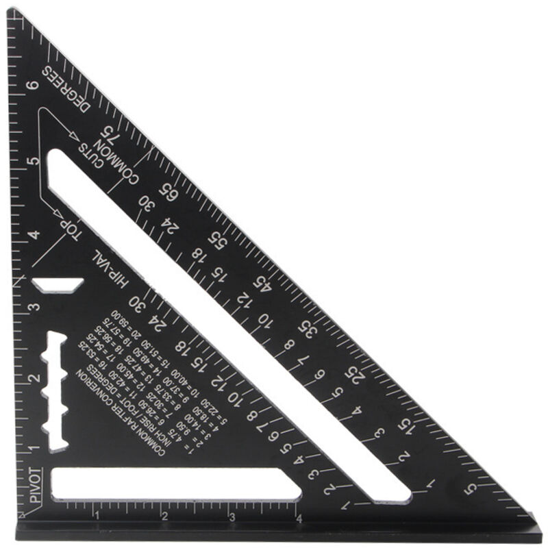 Quadratisches Dreieckiges Winkelmessgerät, Hochpräzises Aluminiumlegierungs-messwerkzeug, 7 Zoll, Schwarz