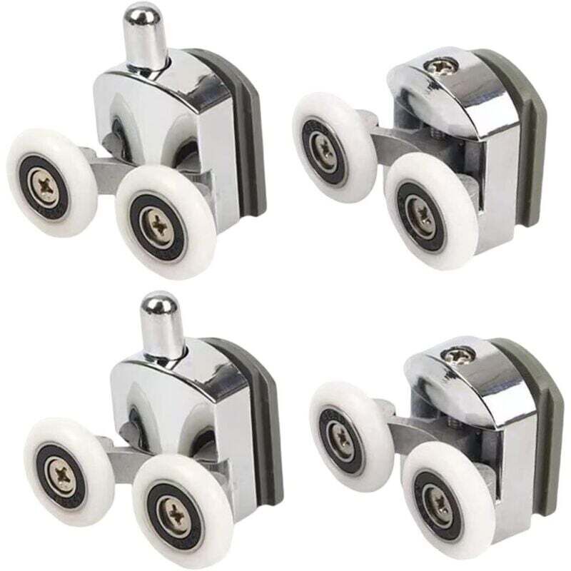 4-teiliges Duschrollen-set – Obere Und Untere Doppelrollen – Für Glas Mit 4 Bis 6 Mm Dicke – Durchmesser 23 Mm
