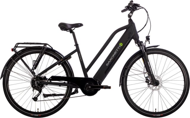 SAXONETTE E-Bike Cityrad Deluxe Sport Lady, 9 Gang Shimano Alivio Schaltwerk, Kettenschaltung, Mittelmotor, 418 Wh, Pedelec, Elektrofahrrad für Damen u. Herren