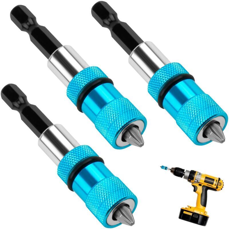 3 Stück Bithalter Für Trockenbau, Bit-halter Für Schrauber, Magnetischer Bithalter, Schnellwechsel-stange, 1/4" Sechskant, Mit 3 Ph2-bits, Kompatibel Mit Bohrern Und Schraubern