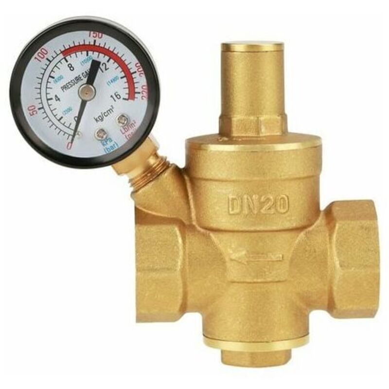 Messing-wasserdruckminderer, Einstellbarer Messing-wasserdruckminderer Dn20 Mit Manometer