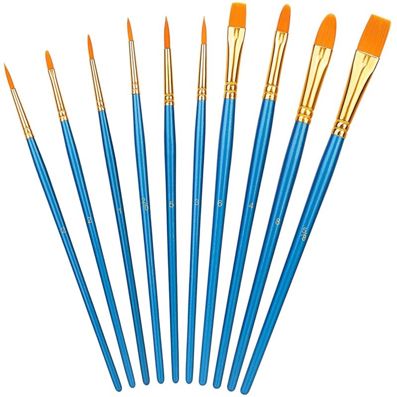 1 Satz Pinsel, 10 Verschiedene Größen, Für Künstler, Erwachsene Und Kinder, Blau