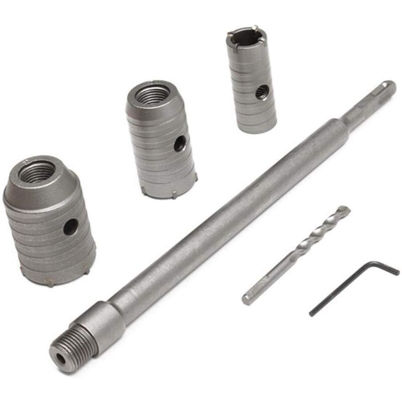 350 Mm Betonbohrer Mit Rundem Schaft, Sds-plus-kronenbohrer Zum Bohren In Beton. Bohrkrone Für Steinmauern Mit Erweiterungen Von 30/40/50 Mm (silber).