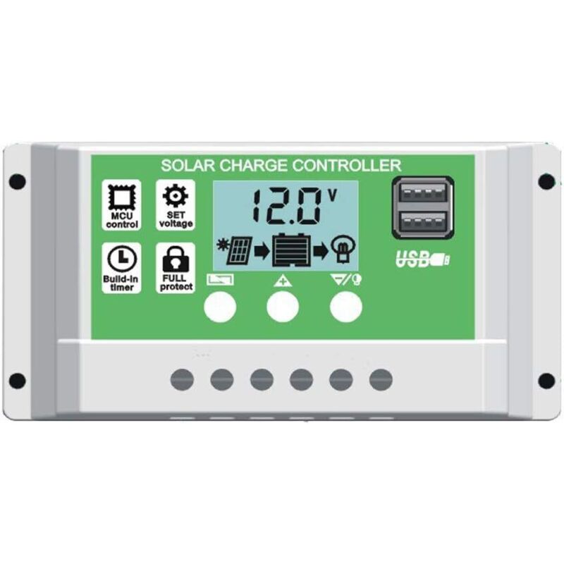 30a Solarladeregler Für 12v/24v Blei- Und Lithiumbatterien. Intelligenter Laderegler Mit Lcd-display Und Dualen Usb-anschlüssen, Mit Ein-/ausschalt-timerfunktion.