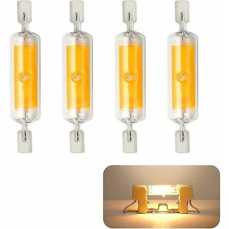 4er-pack Dimmbare R7s Led-lampen 78mm 10w 230v, Warmweiß 3000k, 800lm Cob Led, 360° Abstrahlwinkel, Entspricht 80w Halogenlampe [energieeffizienzklasse A+]