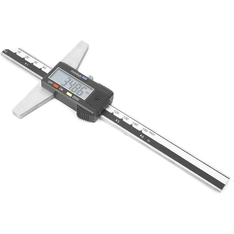 Tiefenmessschieber, Digital, 0-150 Mm, Hochpräziser Digitalmessschieber Aus Edelstahl Mit Messsystem In Mm/zoll Und Einer Genauigkeit Von 0,01 Mm.