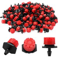200 Stück Einstellbare Tropfbewässerungsdüsen, Mikrotropfer Aus Kunststoff Für Die Tröpfchenbewässerung, Sprühköpfe Für Blumenbeete, Gärten Und Rasenflächen, Rot