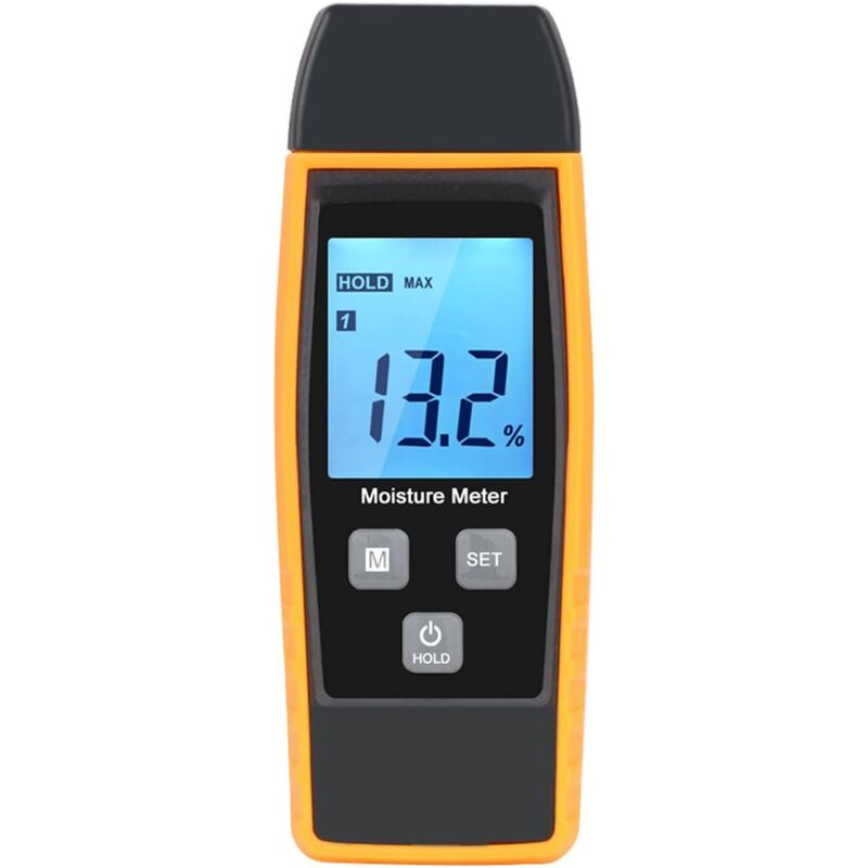 Feuchtigkeitsmesser, Digitaler Holzfeuchtemesser 0-80 %, Feuchtigkeitsdetektor Mit Hintergrundbeleuchtetem Lcd-bildschirm