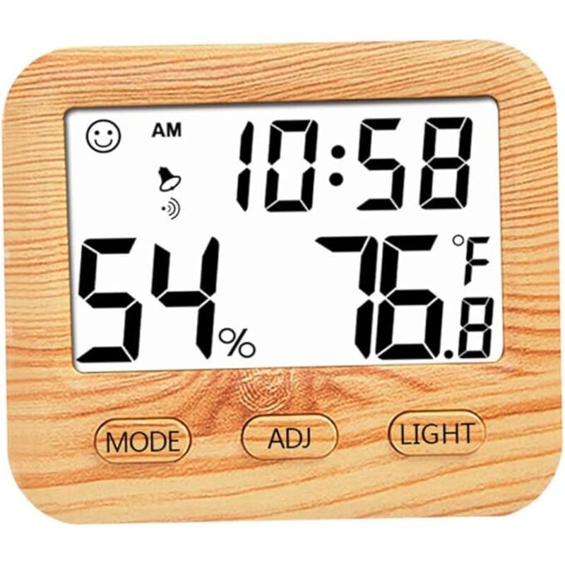 Innentermometer Und Digitales Hygrometer, Holz-thermometer Und Feuchtigkeitsmesser Mit Tischuhr Für Schlafzimmer Und Büro, Präzise Wetteranzeige, Tester