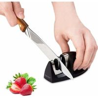 Professioneller 2-in-1 Manueller Messerschärfer Für Küchenmesser Aus Edelstahl Und Keramik Aller Größen, Rutschfeste Basis, Schwarz