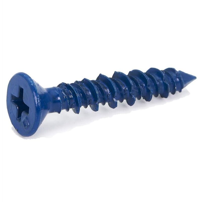 100 Stück 3/16 X 1-1/4 Zoll Blaue Flache Beton-diamant-ankerschrauben Zur Verankerung Im Mauerwerk