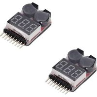 2 Stück Rc Lipo Batterie Monitor Alarm Tester Checker Niederspannungsalarm Summer Mit Led-anzeige Für 1-8s Lipo Life Limn Batterie Li-ion