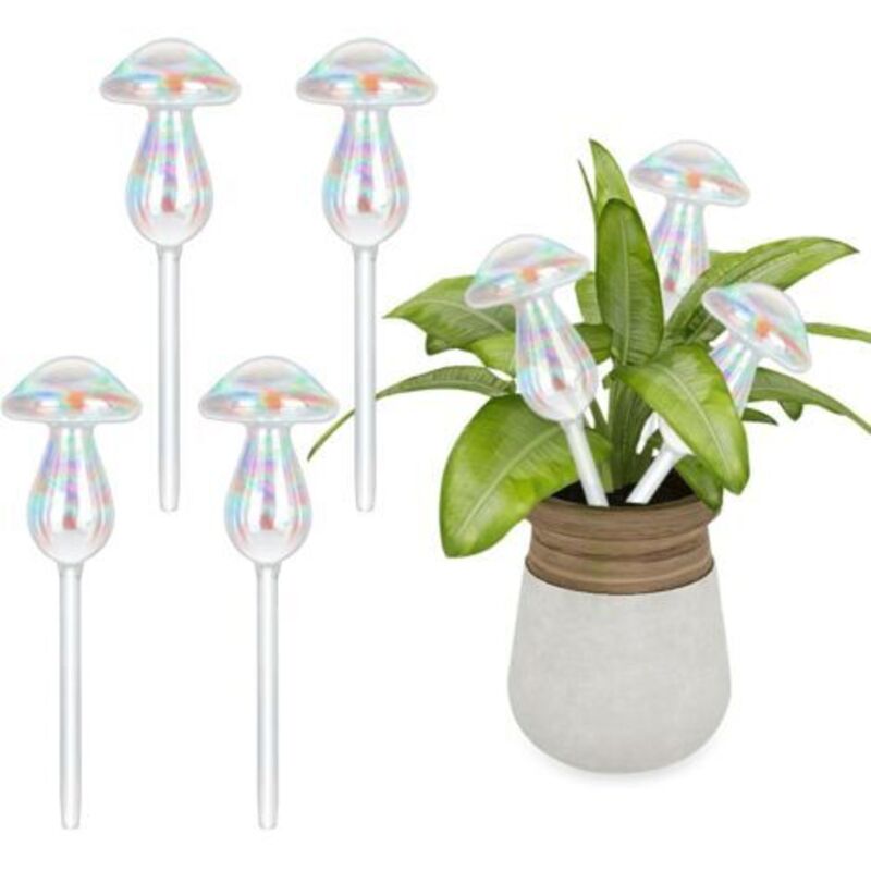 4 Stück Pilz-bewässerungskugeln, Tropfbewässerung, Selbstbewässernde Kugeln Aus Farbigem Glas, Bewässerungskugeln Für Pflanzen, Automatische Bewässerungsgloben