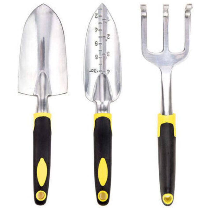 Gartenwerkzeuge, Gartenspaten, Gartenschere, Tragbares Multifunktionales Gartenwerkzeug, 3-teiliges Set, Gelb