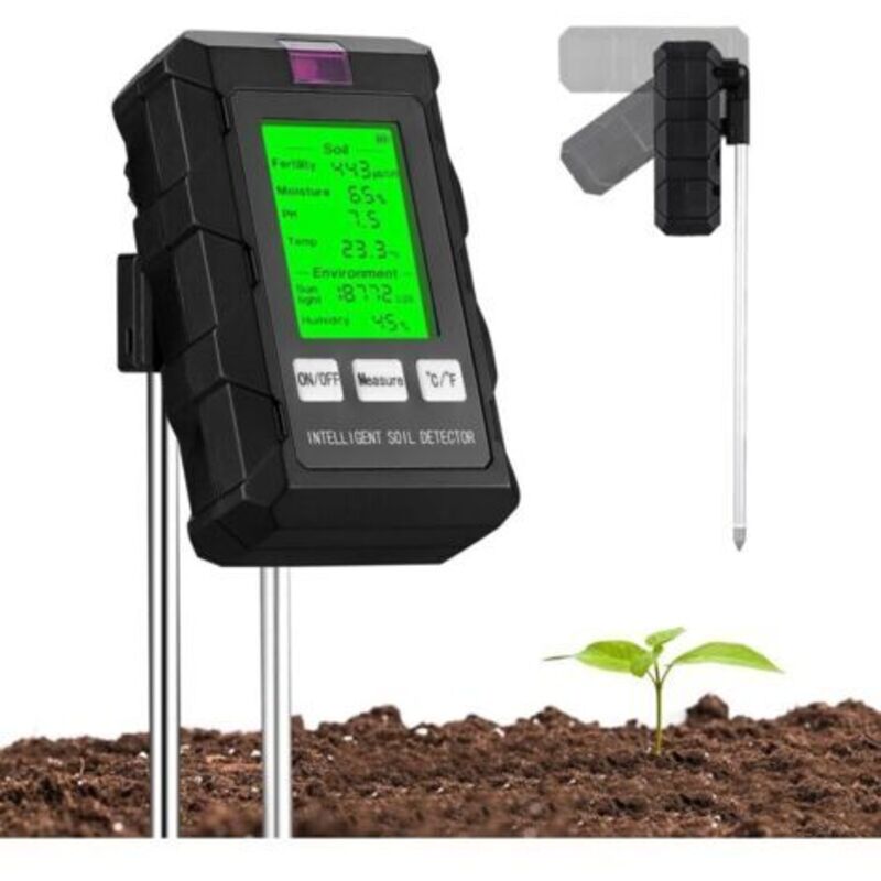 6-in-1 Boden-ph-messgerät, Pflanzen-feuchtigkeitsmesser Mit Bodendüngung/feuchtigkeit/ph/temperatur/sonnenlicht/umgebungsfeuchtigkeit, Mit Lcd-bildschirm, Für Gartenarbeit/topfpflanzen