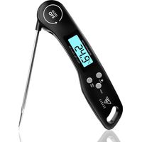 Küchenthermometer, 3s Sofortige Ablesung Kochthermometer, Fleischthermometer, Mit Lcd-hintergrundbeleuchtung, Klappbare Sonde Zum Kochen, Fleisch, Bbq, Steak, Öl, Milch, Wein (schwarz)