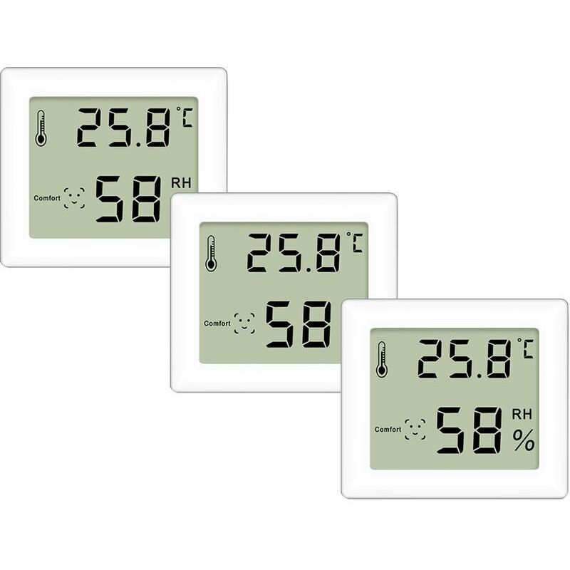 3er-set Thermo-hygrometer, Ultraflaches Thermometer Und Hygrometer, Digitales Hygrometer, Innenthermometer Für Den Innenbereich, Zur Vertikalen Oder Wandmontierten Aufstellung