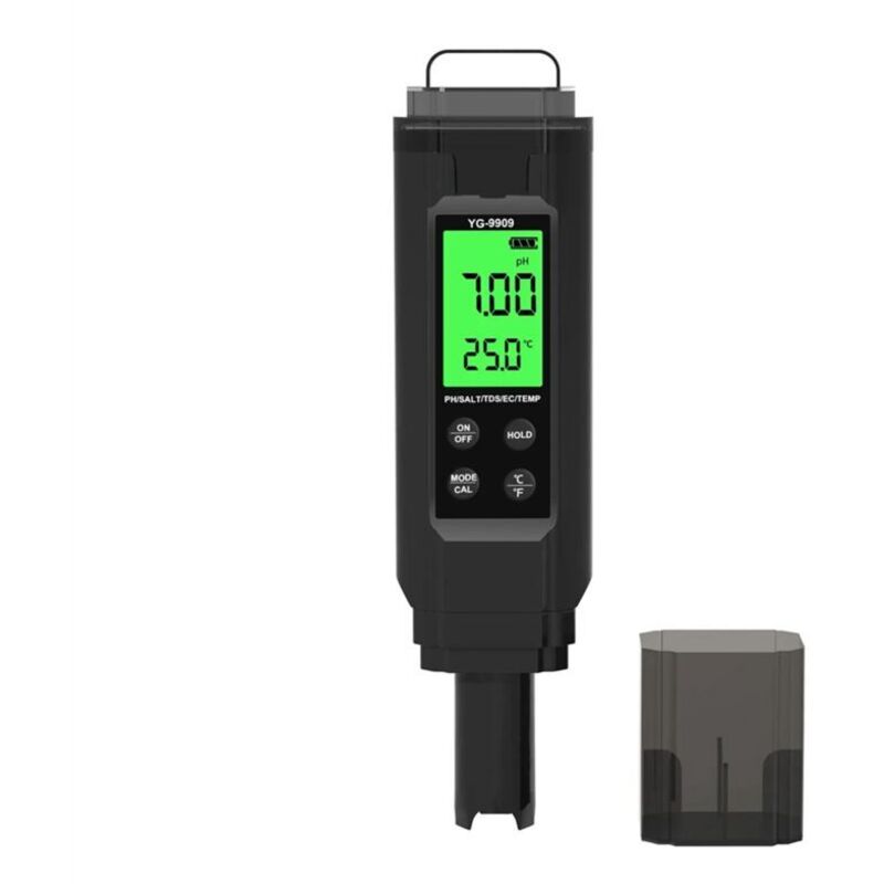 5-in-1 Tragbarer Wasserqualitätstester Für Aquarien, Ph-, Tds-, Ec-, Temperatur- Und Salzgehalt-messstift