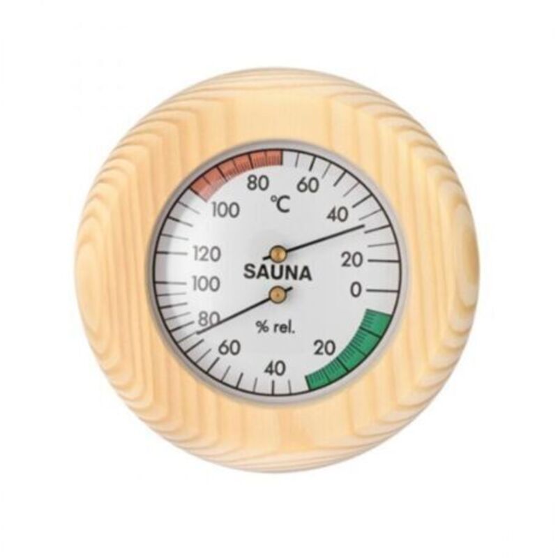 Sauna Klimamesser, Hygrometer Für Sauna, Thermometer Für Sauna, Manuell Einstellbar, 2-in-1 Temperatur- Und Feuchtigkeitsmesser Für Sauna, Aus Edlem Holz, Durchmesser 13,5 Cm