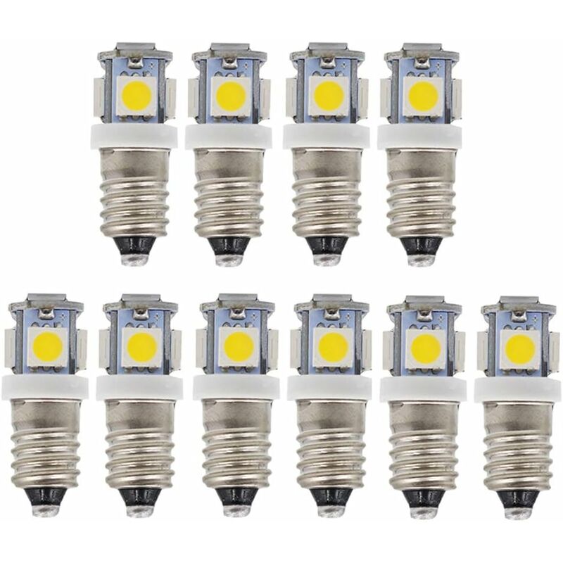 10 Stück E10 6v Led-glühbirnen, Kaltweiß, 5smd, 0,5 W, 50lm (warmweiß)