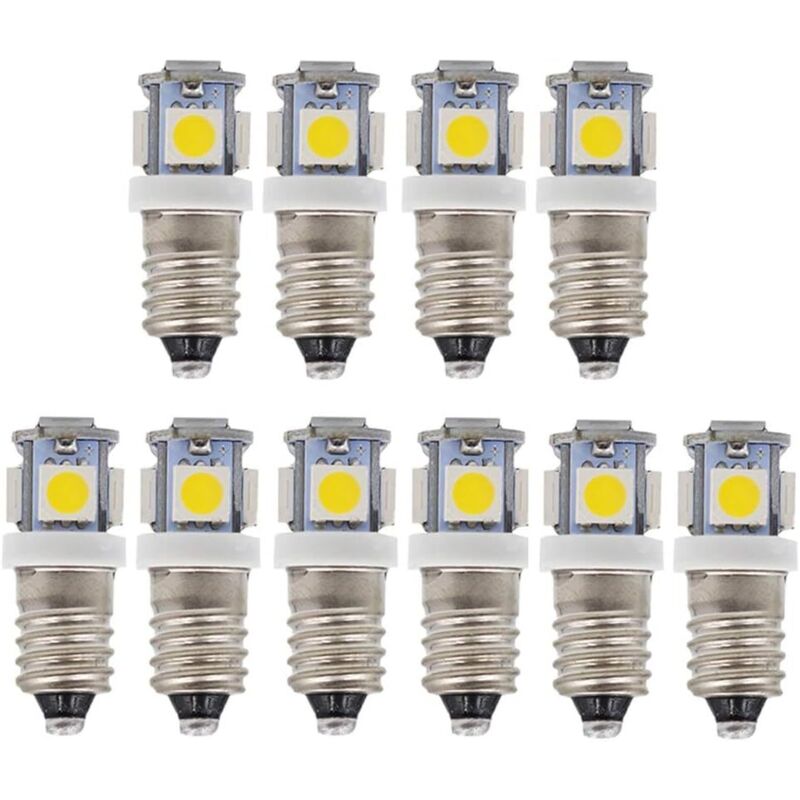 10 Led-lampen E10 6v Kaltweiß 5smd 0,5w 50lm (warmweiß)