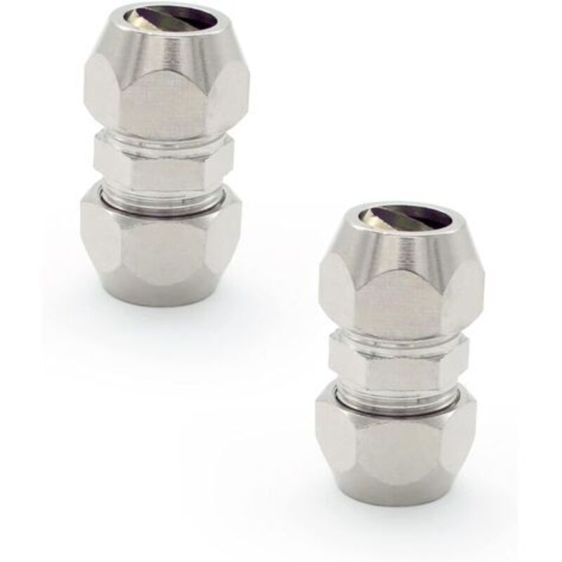 2 Stück Olivenverschraubung Gas, Silber Pneumatikschlauch Anschluss, Vernickeltes Kupfer Rohr Doppelte Gerade Schnellkupplung, Geeignet Für Sanitär, Luftkompressor. (8mm)