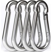 4 Stück - M10 Karabiner Aus Edelstahl 304 - Großer Inox-karabiner 100 Mm Zur Befestigung, Tragfähigkeit 750 Kg, Karabinerhaken Für Hängematte Oder Schaukel - 100 Mm X Φ10 Mm