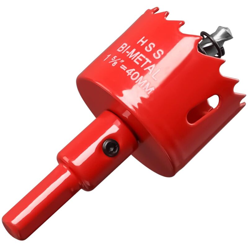 40 Mm Bimetallisches Lochsäge-set, Hss M42 Bimetallische Bohrkrone Mit Zentrierspitze Für Schwere Bohrungen In Eisen, Aluminium, Holz, Trockenbau, Rohren, Faserplatten/rot