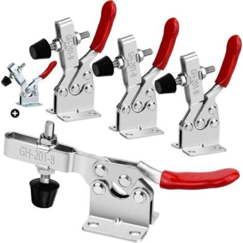 4 Stück Sauterelle Gh-201-b Kniehebelspanner, Haltekraft Ca. 90 Kg, Rutschfest, Schnelle Loslösung, Robust – Mit Spanner Gh-201