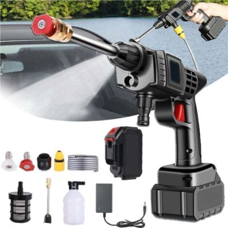 Tragbarer Kabelloser Hochdruckreiniger 90 Bar, Mit 5 M Schlauch Und Intelligenter Druckregelung. Lange Lebensdauer, Für Auto, Terrasse, Fenster, Rasen Und Tiere.