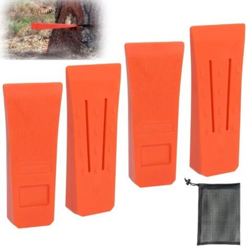 6" Fällkeil Für Kettensäge Mit Spitzen Für Sicheres Fällen, Robuste Und Langlebige Abs-spaltkeile Für Die Gartenarbeit Mit Aufbewahrungstasche, Zubehörwerkzeug Für Holzfäller (4 Stück)