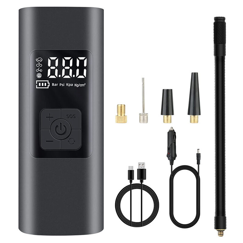 Tragbarer Mini-kompressor Mit 6000 Mah, 150 Psi Elektrischer Reifenfüller Für Autos, Fahrrad-luftpumpe Mit Sos-licht, Wiederaufladbare Luftpumpe Mit Großem Lcd-bildschirm Für Auto-, Motorradreifen Und