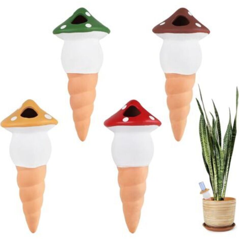 4x Tonkegel-tropfbewässerung Pilzform Keramik Automatische Bewässerungsflasche Terrakotta Für Pflanzen Wasserverteiler Terrakotta Gießgefäße 125ml