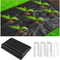 Unkrautvlies 15m², 100g/m² Wasserdurchlässiges Und Uv-stabilisiertes Gewebe, Geotextil-unkrautschutzplane Für Garten- Und Landschaftsbau Mit 20 Befestigungspfählen (1 X 15m)