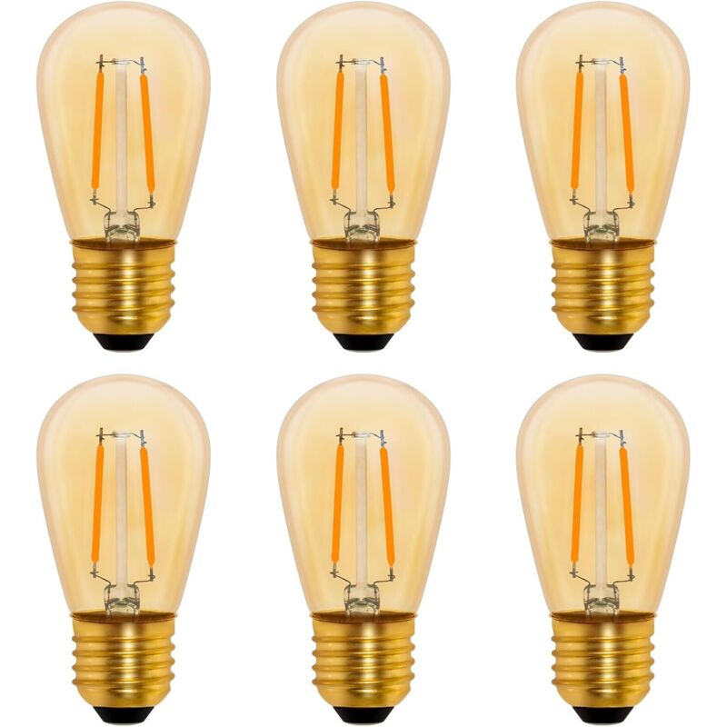 S14 Vintage Led-glühlampe E27, 1w Bernstein Edison Ersatz Für 10w Glühbirne, Nicht Dimmbar, Warmweiß 2200k, Ac 220v, 6er-pack