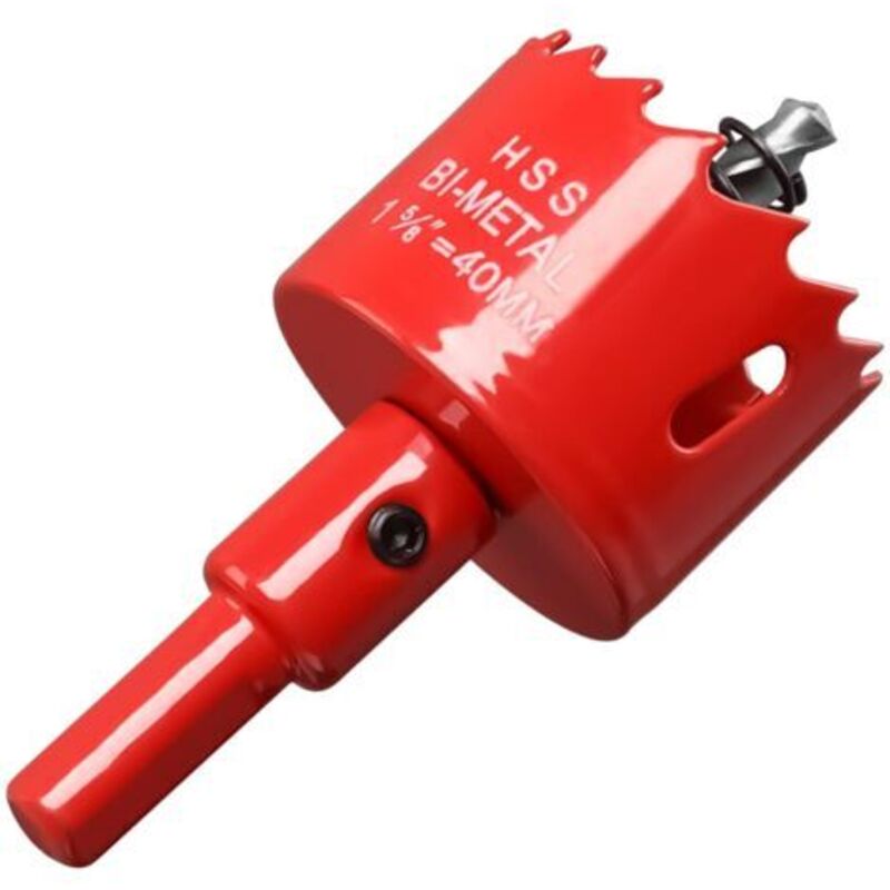 Bi-metall-lochsäge 40 Mm, M42 Hss-bimetall-lochsäge Mit Zentrierbohrer Für Robuste Bohrmaschine Zum Bohren Von Eisen, Aluminium, Holz, Trockenbauwänden, Rohren, Holzfaserplatten/rot