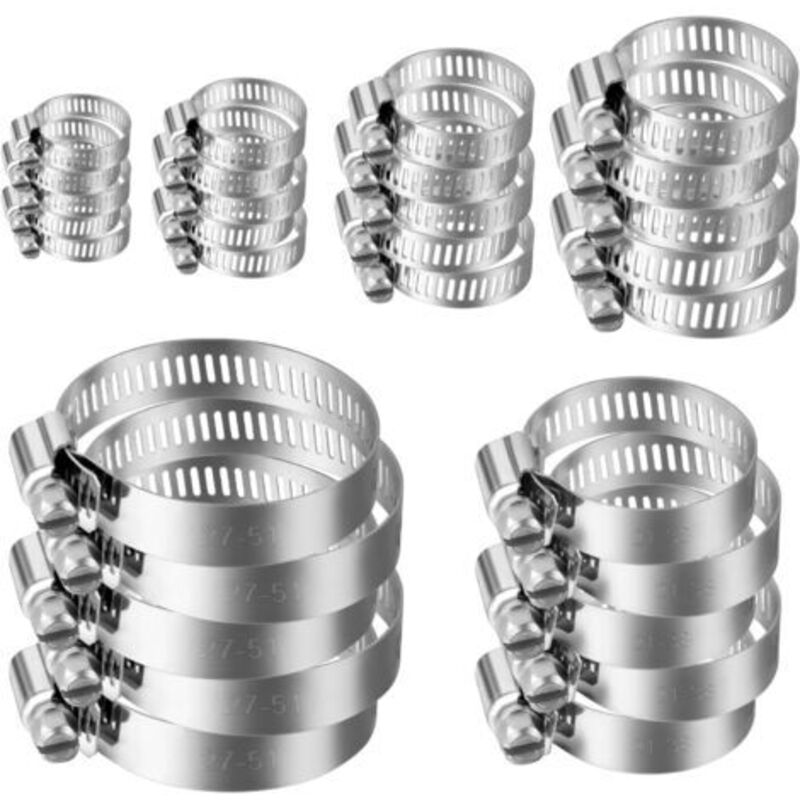 Schlauchklemmen, 30 Stück Edelstahl 304 Schlauchschellen, Verstellbar 6-51 Mm, Metallene Rohrklemmen, Schlauchklemmen Für Wasserrohre, Pool, Waschmaschine, Spülmaschine