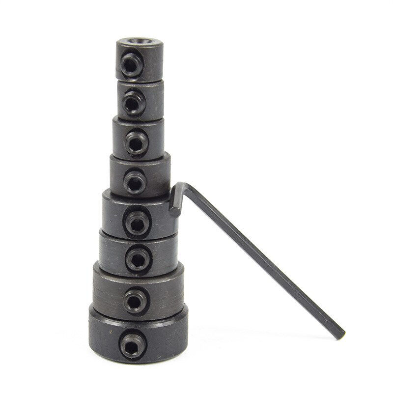 Bohrbegrenzungskragen, Tiefenanschlag Für Bohrer, 8-teiliges Set Einstellbare Ring-tiefenstopper Mit Inbusschlüssel 3-16 Mm