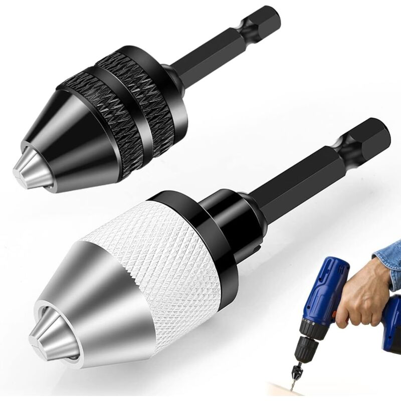 Set Aus 2 Bohrfuttern, Schlüsselloses Selbstspannendes Sechskant-bohrfutter 6,35 Mm (1/4"), Spannbereich Des Schrauberbohrfutters Von 0,3 Bis 6,5 Mm, Schlüsselloses Bohrfutter Für Bohrmaschine, Umwand