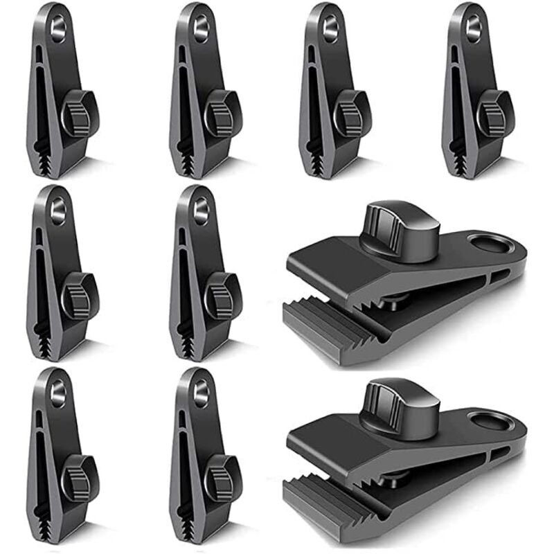 10 Stück Planenklammern, Planenbefestigungsteile, Planenhaken, Winddichte Campingzelt-clips, Sonnenschutzbeständige Windclip-zubehörteile (schwarz)