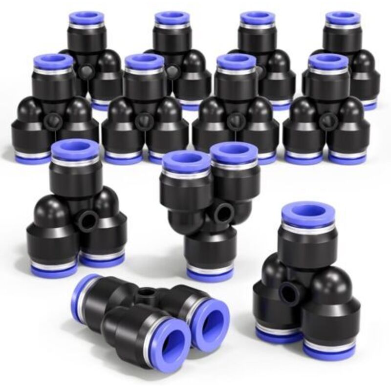 12 Stück 8mm 3-wege-y-verteiler Push-in Luftanschluss, 3-wege Kunststoff Schnellverschluss Druckluftschlauchadapter