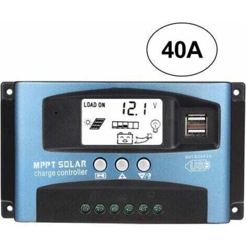 Mppt-solarladeregler 40a, Intelligenter Batterieregler Für Solarpanel-batterieladung, Usb 12v 24v Mit Lcd-display (40a)