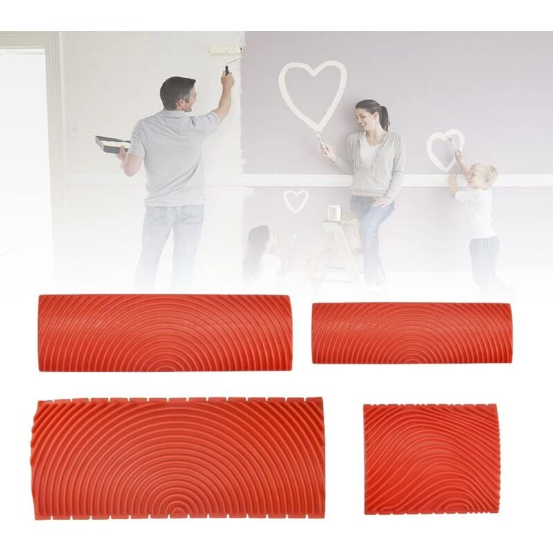 Gummiwalzen Mit Holzeffekt, Holzimitat Für Wandmalerei, Holz-effekt-walze Für Wände, Möbel, Türen Und Fenster, Rot