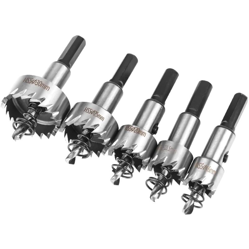 Lochsäge-set, 5-teilig Hss-kobalt Lochsägen Ø16/18,5/20/25/30mm, Hochgeschwindigkeitsstahl-legierung Lochsäge, Geeignet Für Stahl, Edelstahl, Holz, Kunststoff Und Metall