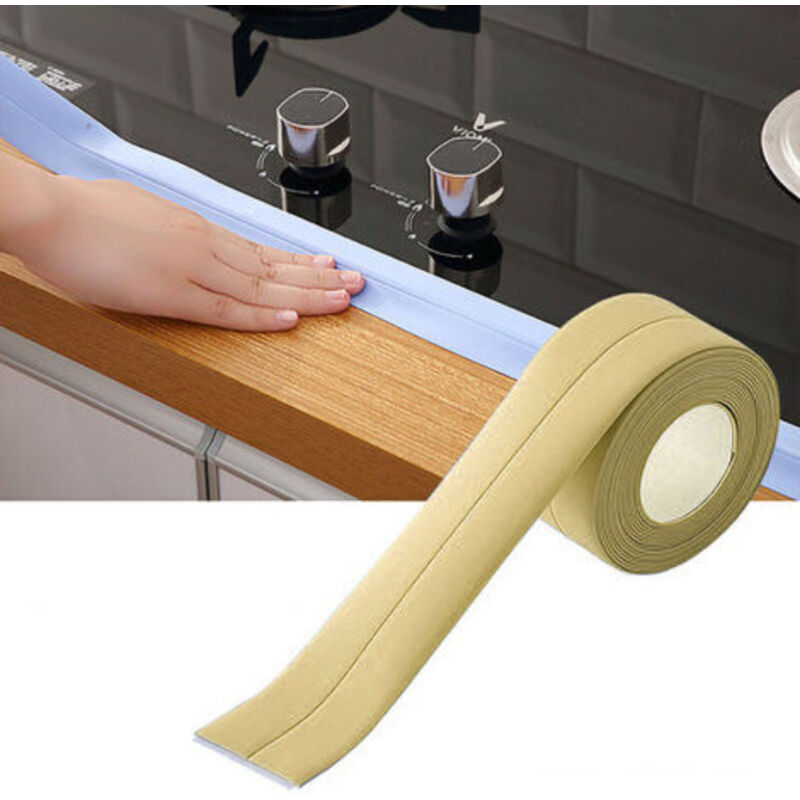 Tnfeeon Pvc-dichtungsstreifen – Selbstklebendes Dichtband Zum Schutz Wasserdichter Kanten (beige)
